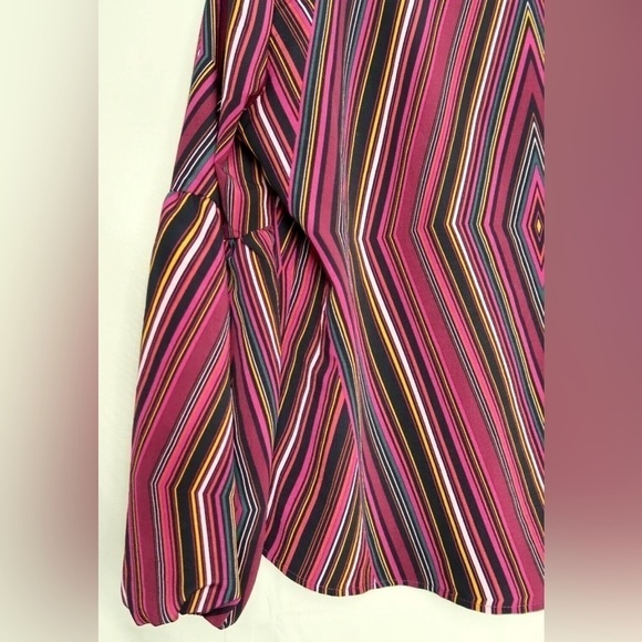 Maurices Geometric Stripe Tunic Top Tie Neck Long Sleeve Oversized - Picture 9 of 12